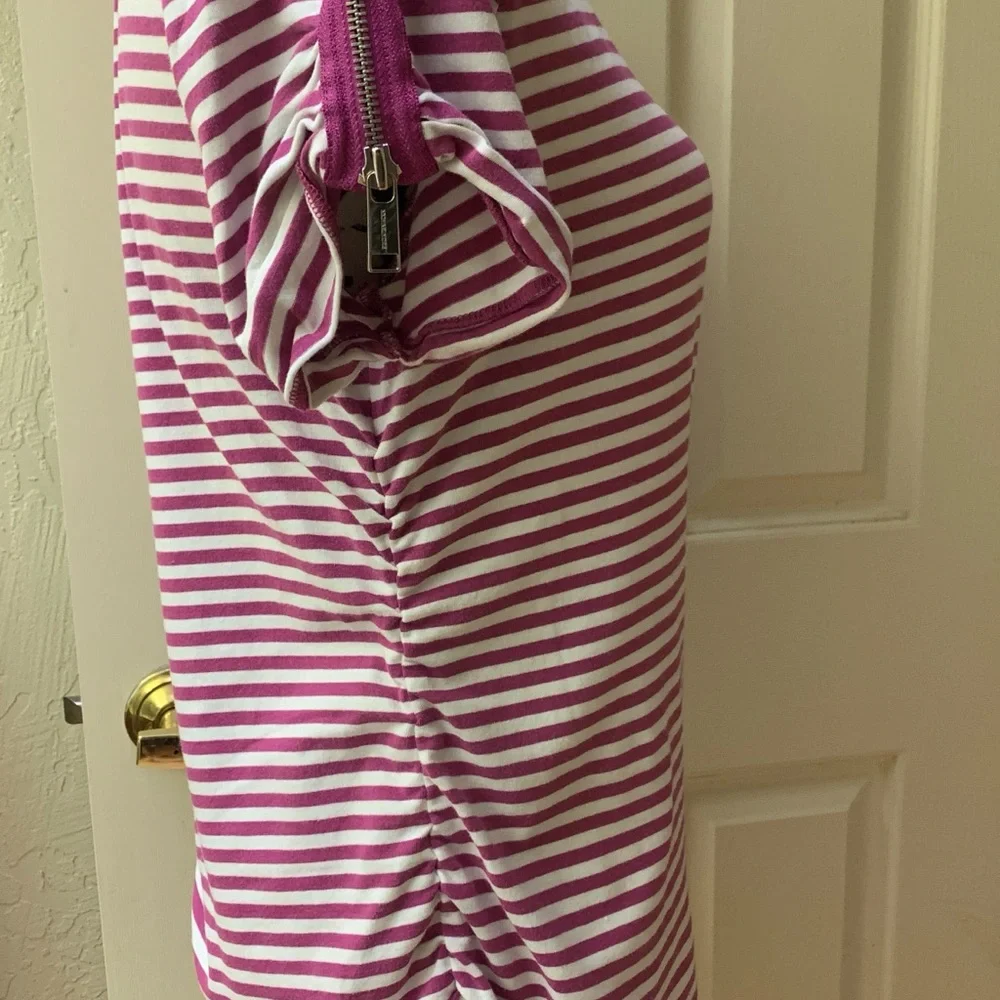 Michael Kors Purple and White Striped Short Sleeve Tee